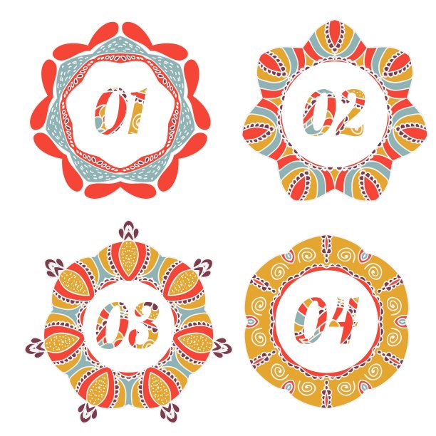 复古标签选项与花卉设计图片下载