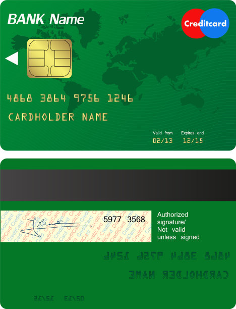 信用卡的正面和背面图片下载