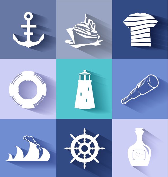 水手和船只的图标设置图片下载