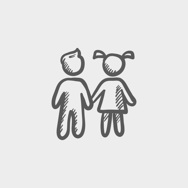 兄弟姐妹素描图标图片下载