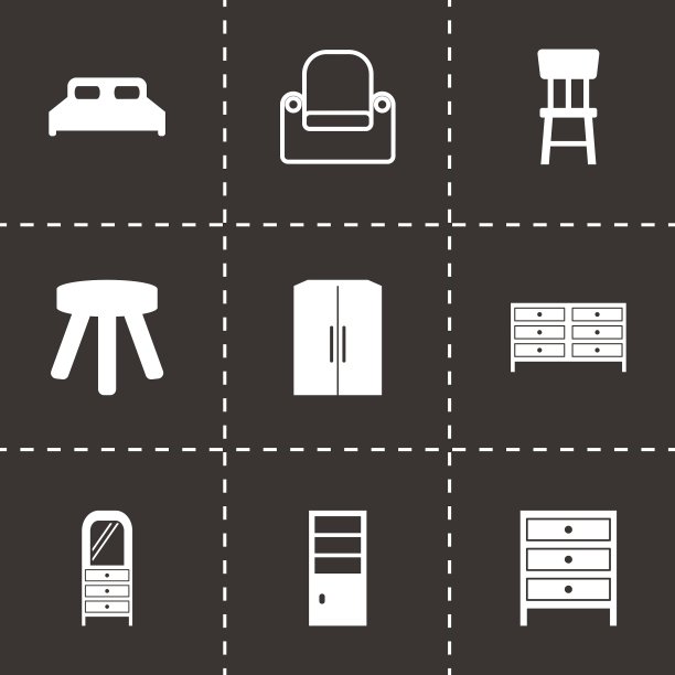黑色家具图标合集图片下载