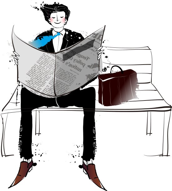 男人读报纸的特写图片下载