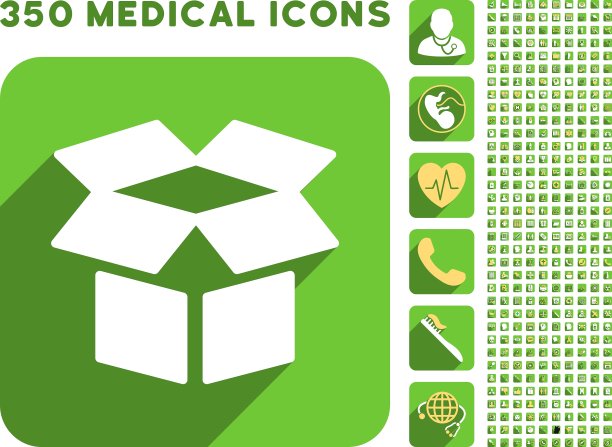 打开盒子图标和医疗Longshadow图标设置图片下载