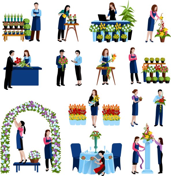 花商安排花平面图标集图片下载
