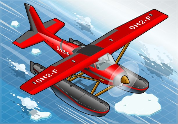 等距北极水上飞机在飞行在前视图图片下载