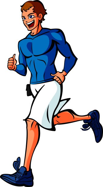 男人跑步的侧视图图片下载