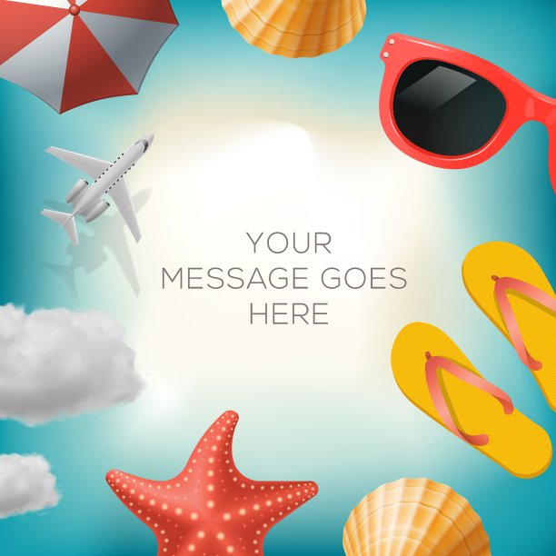 夏季背景与夏季图标图片下载