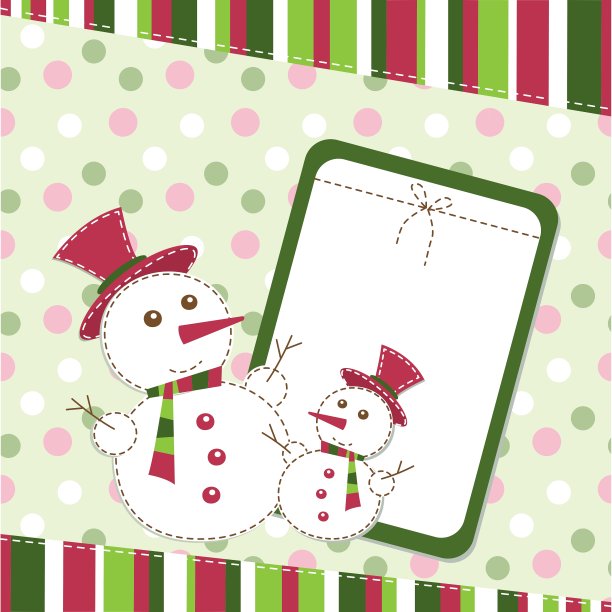 模板圣诞贺卡与雪人图片下载