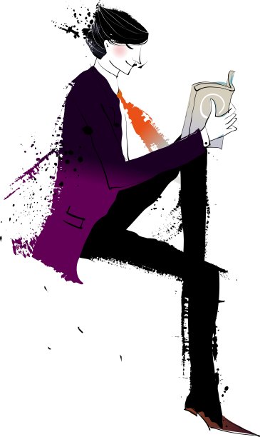 人读书的侧视图图片下载