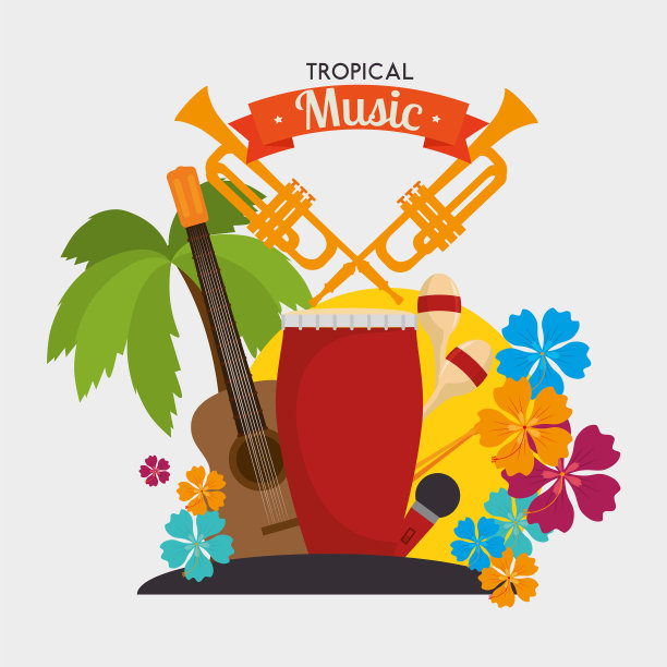 热带乐器孤立图标设计图片下载