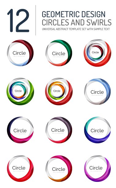 一组抽象的漩涡和圆圈标志图片下载