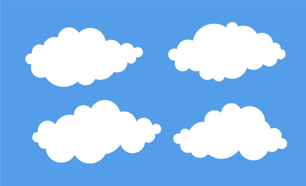 在蓝色上设置扁平风格的滑稽云彩图片下载
