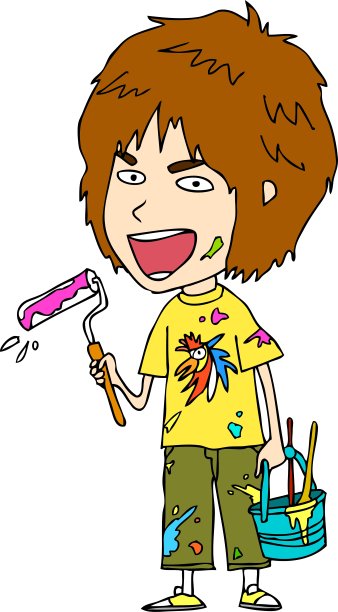 男孩拿着刷子的特写图片下载