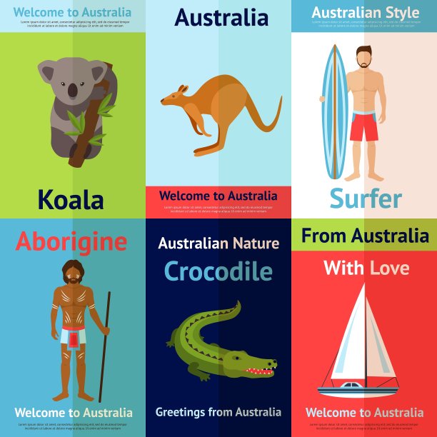 澳洲迷你海报套装图片下载