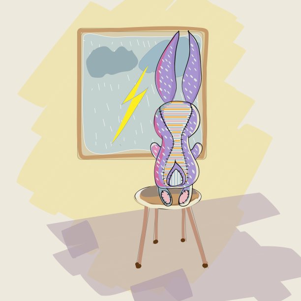 小兔看着窗外图片下载