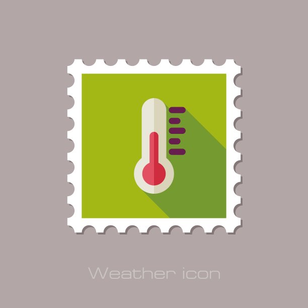 气象天气温度计扁平印章图片下载