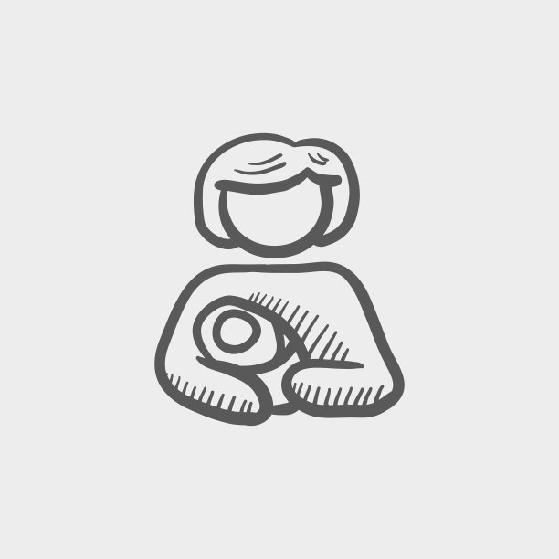 母亲抱着婴儿素描图标图片下载