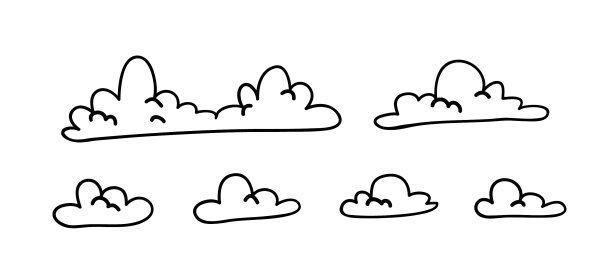 用线条艺术风格在蓝色上设置有趣的云彩图片下载