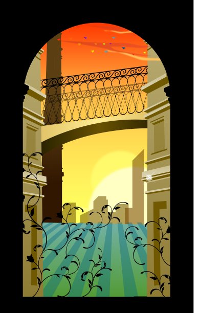 浪漫的街景画背景图片下载