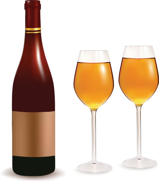 瓶子和两个玻璃杯图片下载