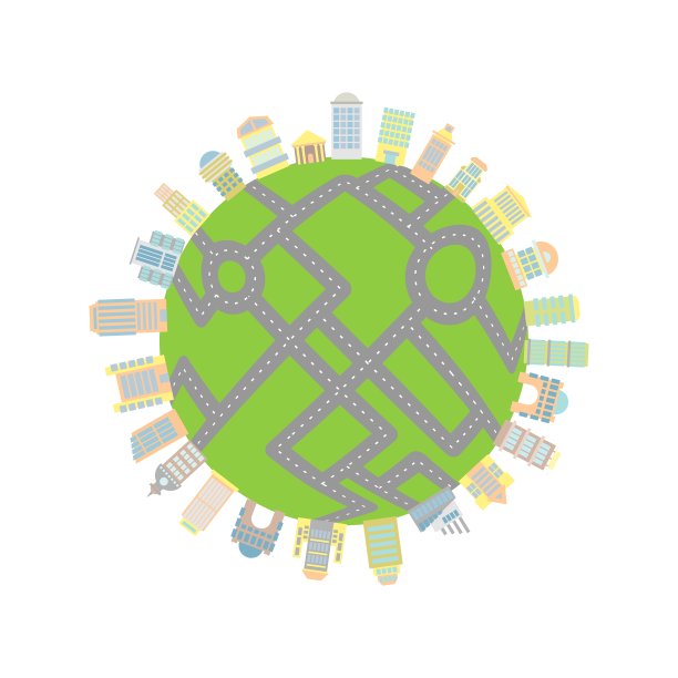 地球上有道路和建筑摩天大楼和图片下载