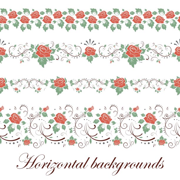 花卉无缝的边界图片下载