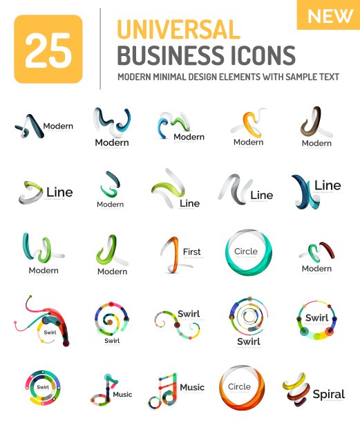 标志集合抽象几何商业图标图片下载