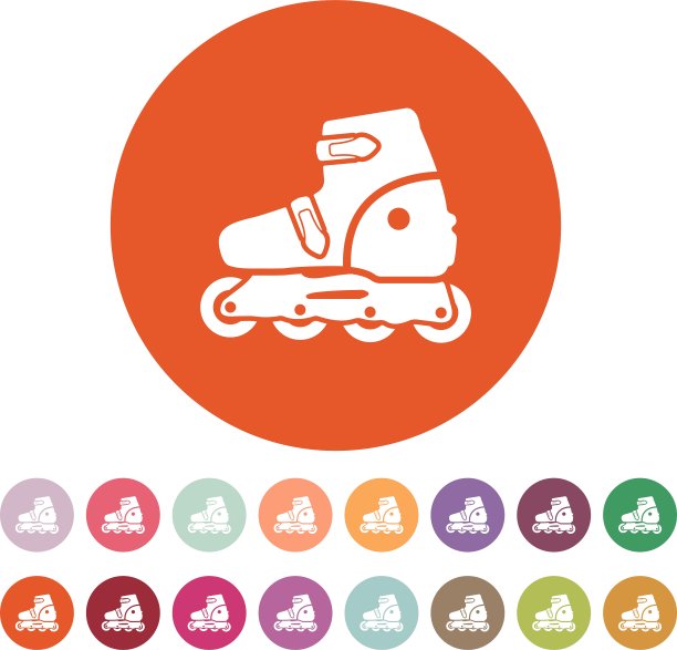 轮滑图标溜冰标志平坦图片下载