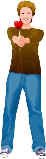 男人的心形糖果肖像图片下载