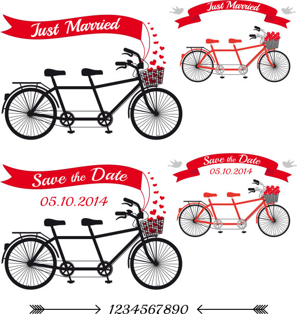 婚礼双人自行车图片下载