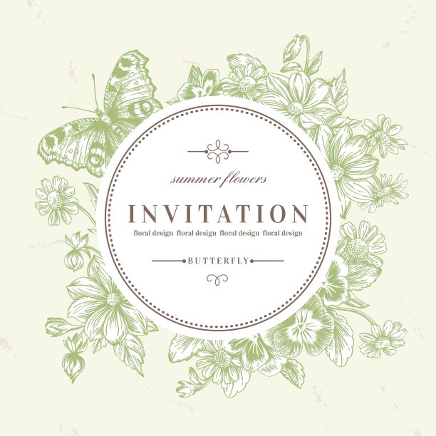 圆形框架与夏天的花图片下载