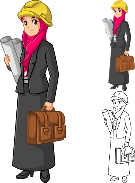 穆斯林女商人建筑师戴着粉红色的面纱图片下载