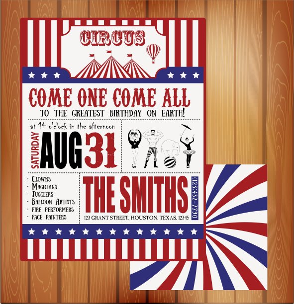 生日贺卡和马戏团门票图片下载