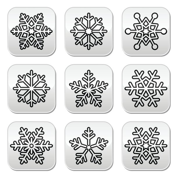 黑白雪花按钮合集图片下载