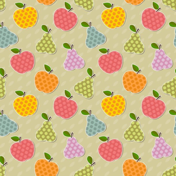 无缝彩色苹果和梨图案图片下载