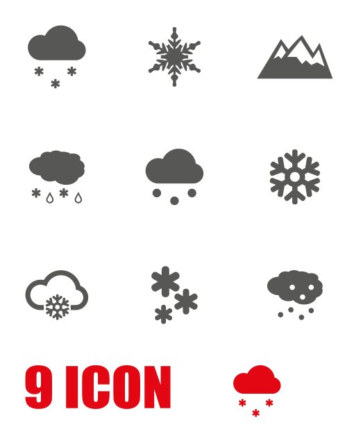 灰色雪花图标集图片下载