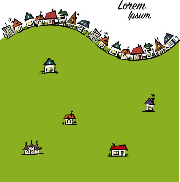 城市景观框架抽象房屋草图为您图片下载