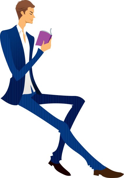 男人坐着的侧视图图片下载