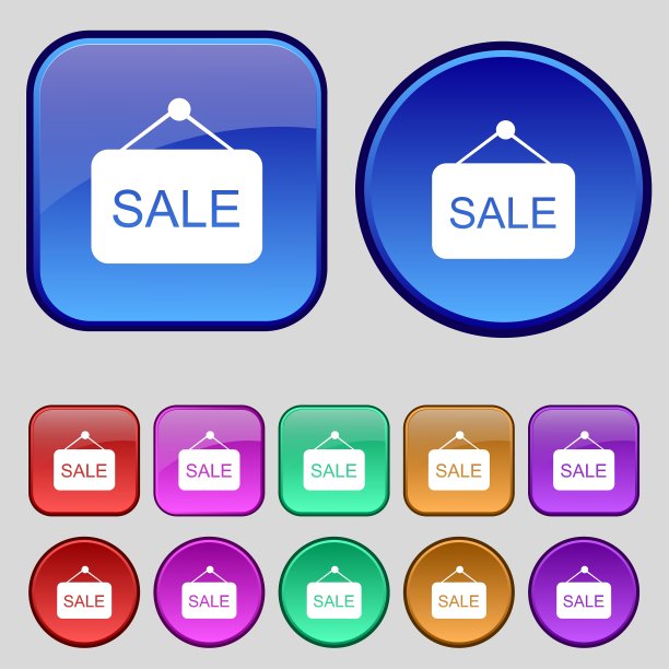 销售图标标志一套12个复古按钮图片下载