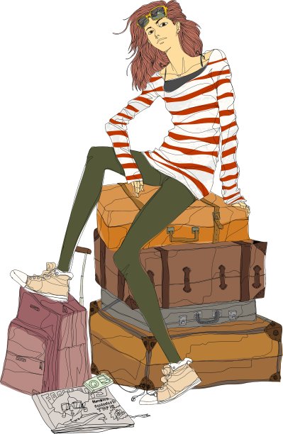 女人旅客坐图片下载