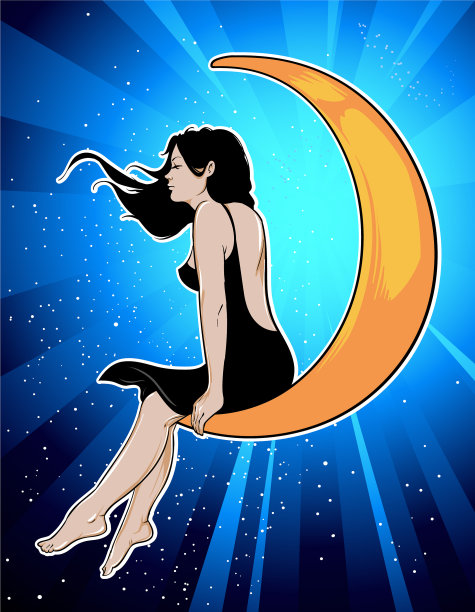 女孩在月球图片下载