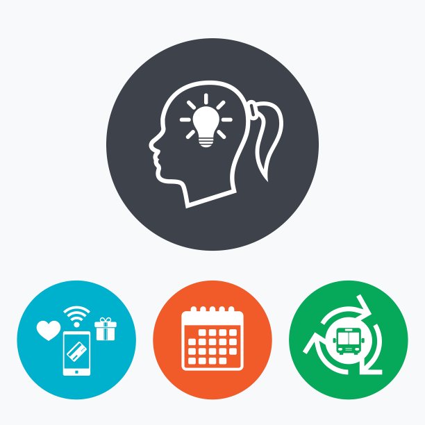 头与灯泡标志图标女女人头图片下载