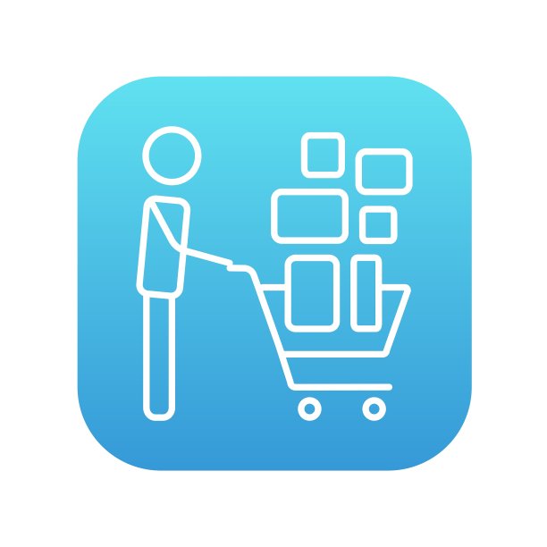 男人推着购物车行图标图片下载