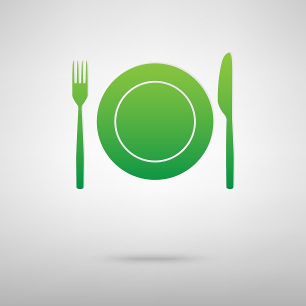 叉和刀的绿色图标图片下载