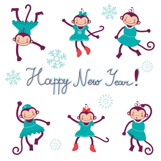 猴年贺年卡——2016年的象征图片下载