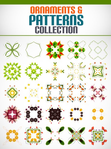 抽象花卉图案形状设置为设计图片下载