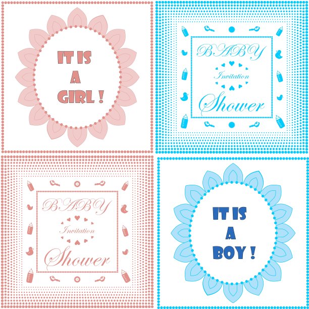 宝宝送礼会邀请卡片套装图片下载