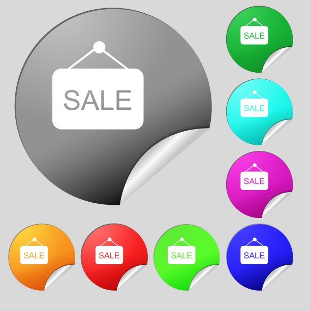 销售图标标志八套多色轮图片下载