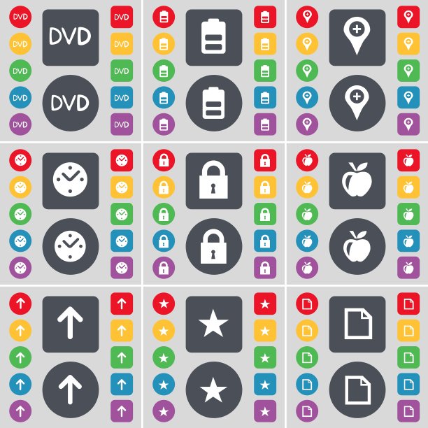 DVD电池检查点时钟锁苹果箭头星图片下载