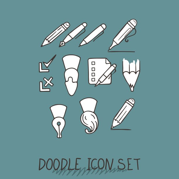 一套通用的涂鸦图标各种主题图片下载